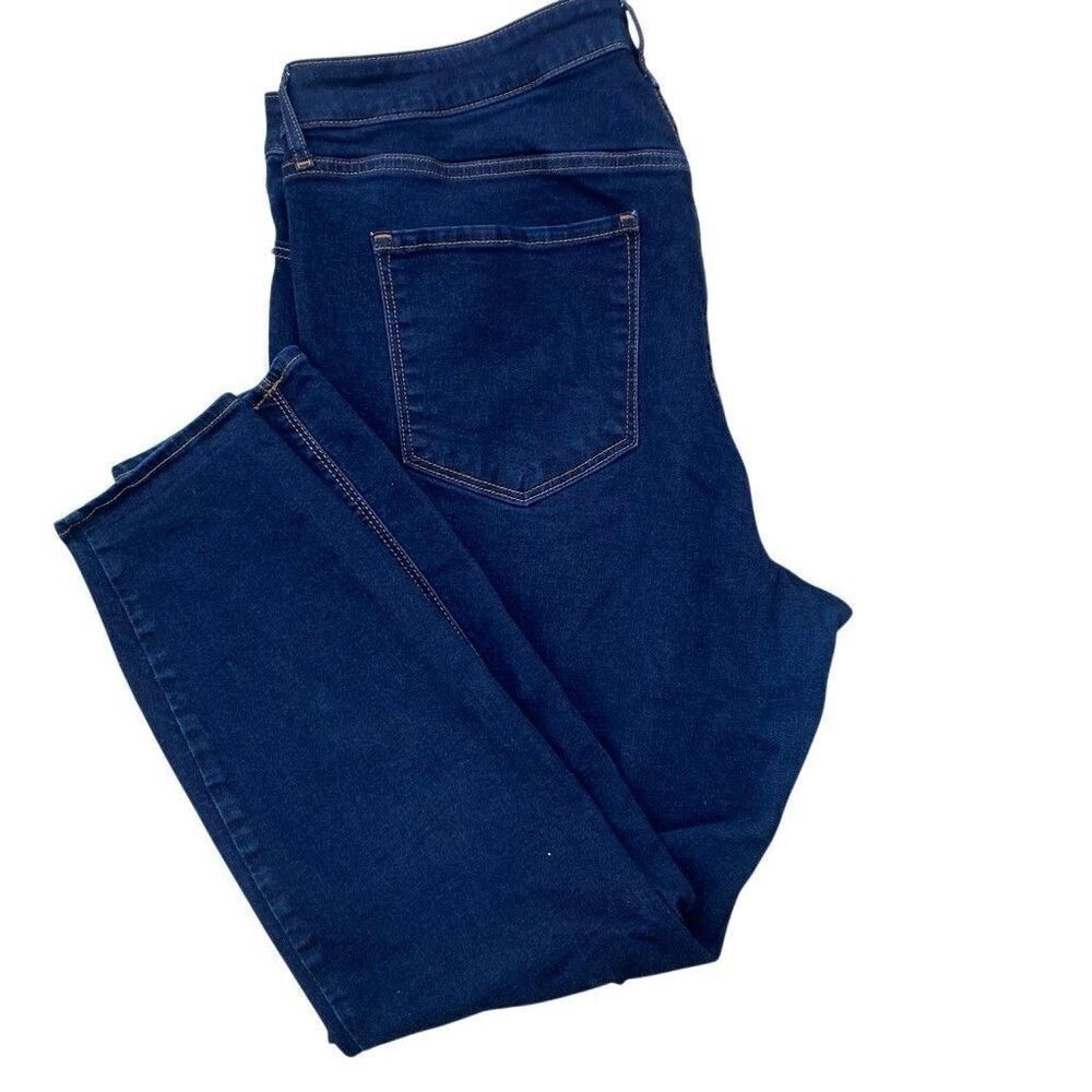 Old Navy Blue Dark Wash Rockstar Super Skinny Mid-Rise Jeans Women’s Size 22